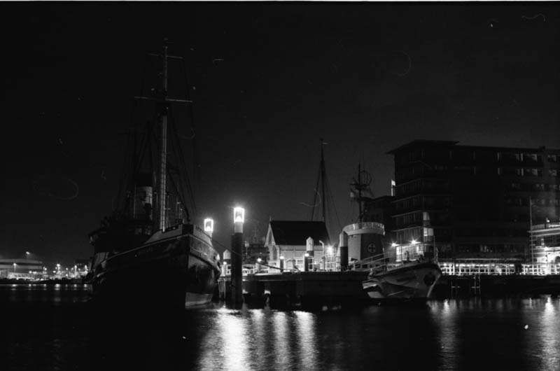 Kiel Harbour at night.