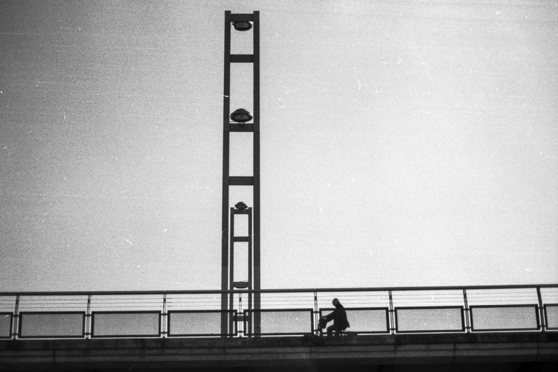 Cycling on a bridge